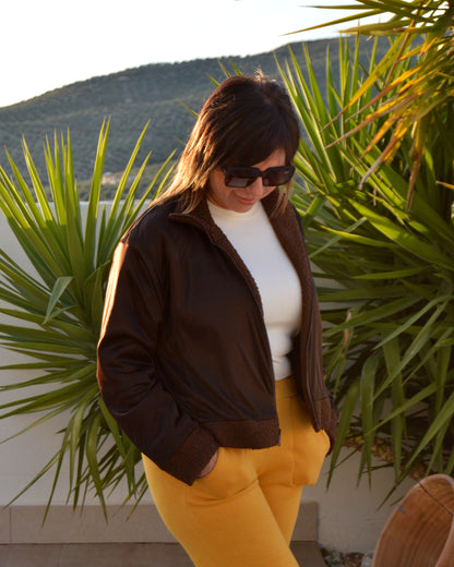 Chaqueta Borreguito Marrón - Parte Lateral Derecha Reversible